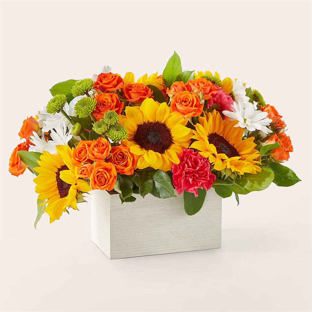 Sun-drenched Blooms Box Bouquet – HALL'S GIFT AND TREASURES FLORAL DESIGN, Vicksburg MS