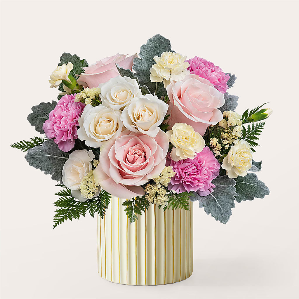 Blissful Moments Bouquet with Ivory Vase – HALL'S GIFT AND TREASURES FLORAL DESIGN, Vicksburg MS