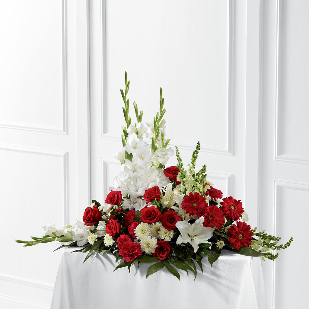 Crimson & White Arrangement – HALL'S GIFT AND TREASURES FLORAL DESIGN, Vicksburg MS