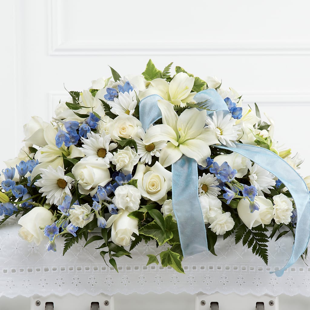 Tender Treasure Casket Spray – HALL'S GIFT AND TREASURES FLORAL DESIGN, Vicksburg MS
