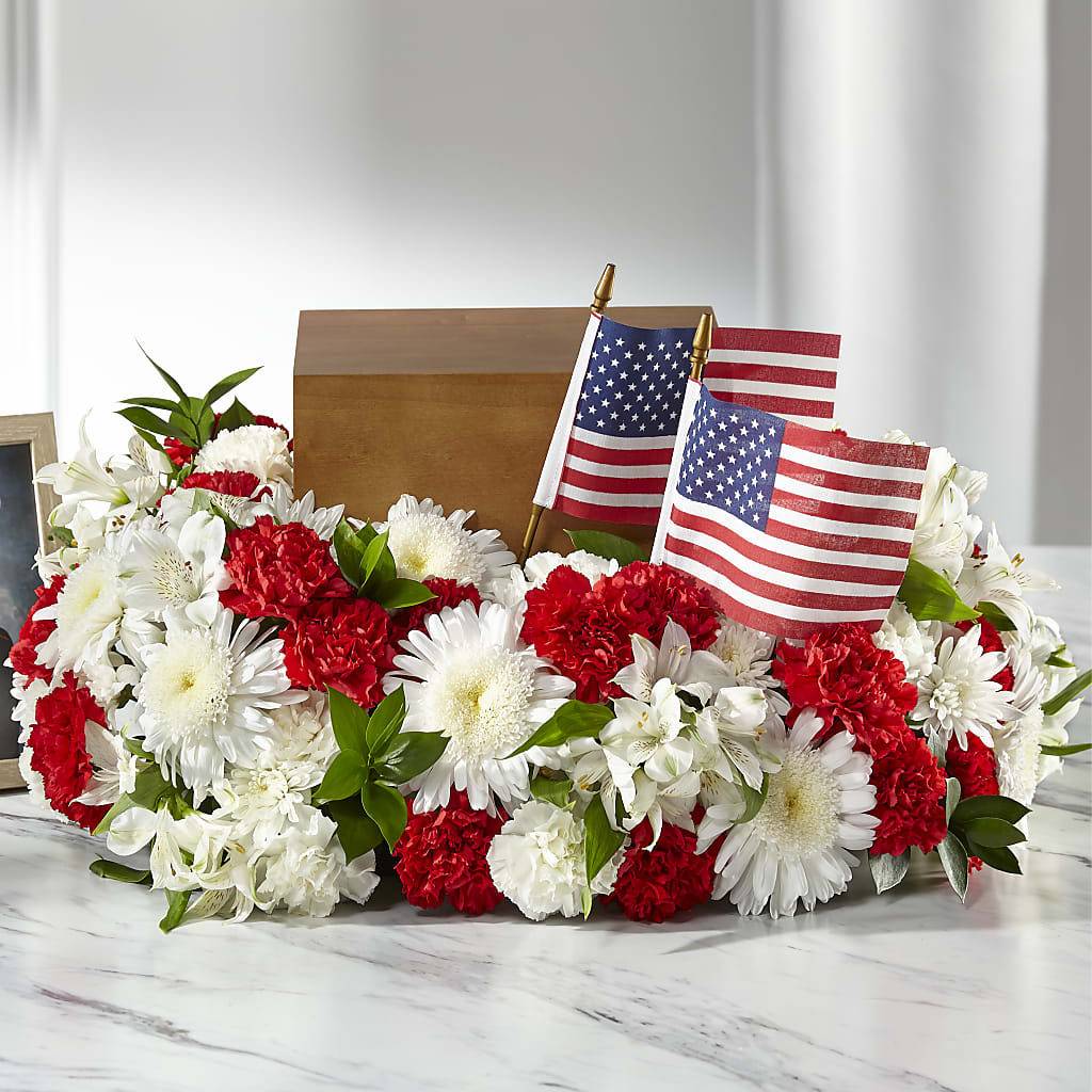 Spirit of Patriotism Cremation Adornment – HALL'S GIFT AND TREASURES FLORAL DESIGN, Vicksburg MS