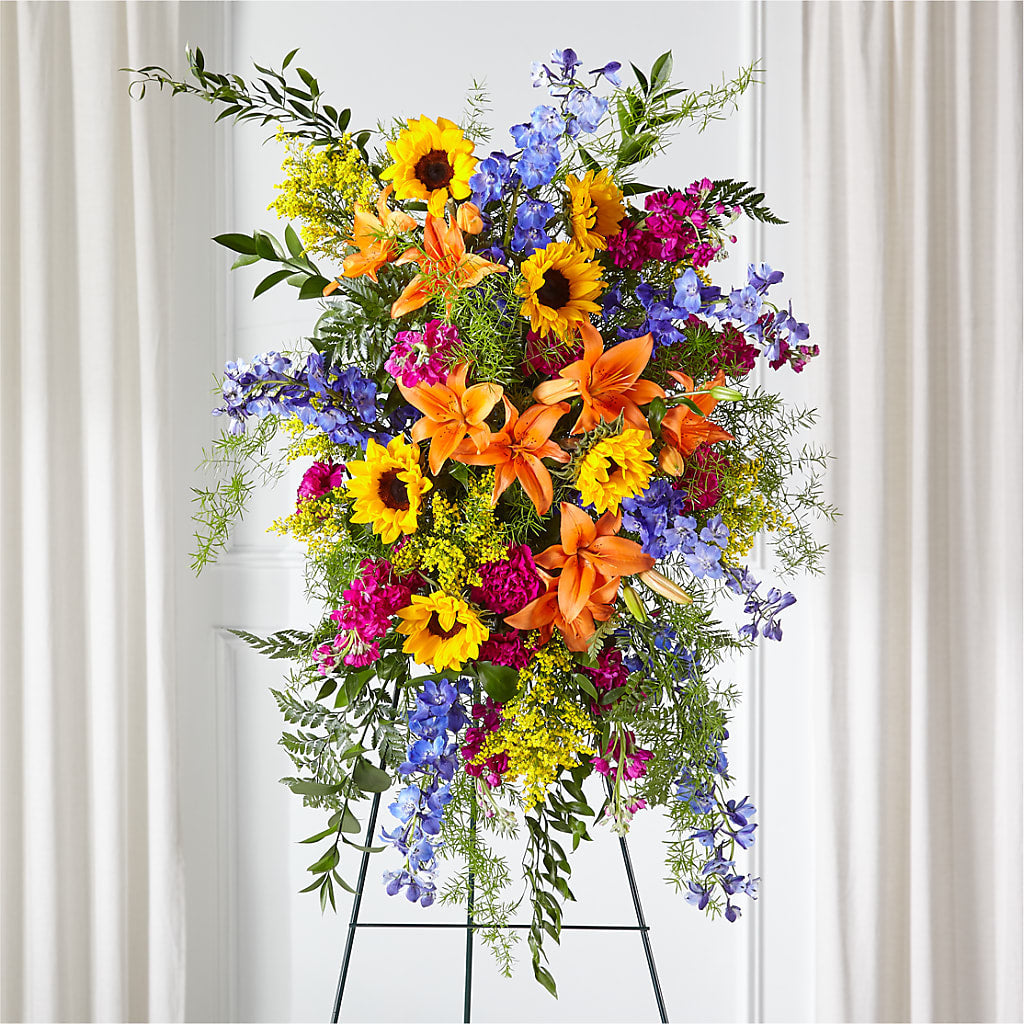 Sunlit Memories Standing Spray (Standard) – HALL'S GIFT AND TREASURES FLORAL DESIGN, Vicksburg MS