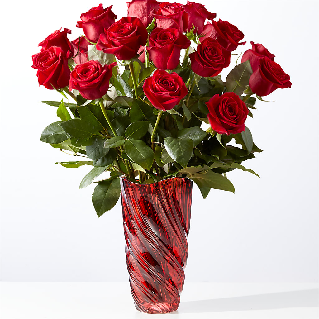 Classic Love Red Rose Bouquet with Luxe Swirl Vase – HALL'S GIFT AND TREASURES FLORAL DESIGN, Vicksburg MS