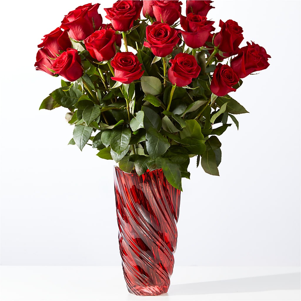 Classic Love Red Rose Bouquet with Luxe Swirl Vase – HALL'S GIFT AND TREASURES FLORAL DESIGN, Vicksburg MS