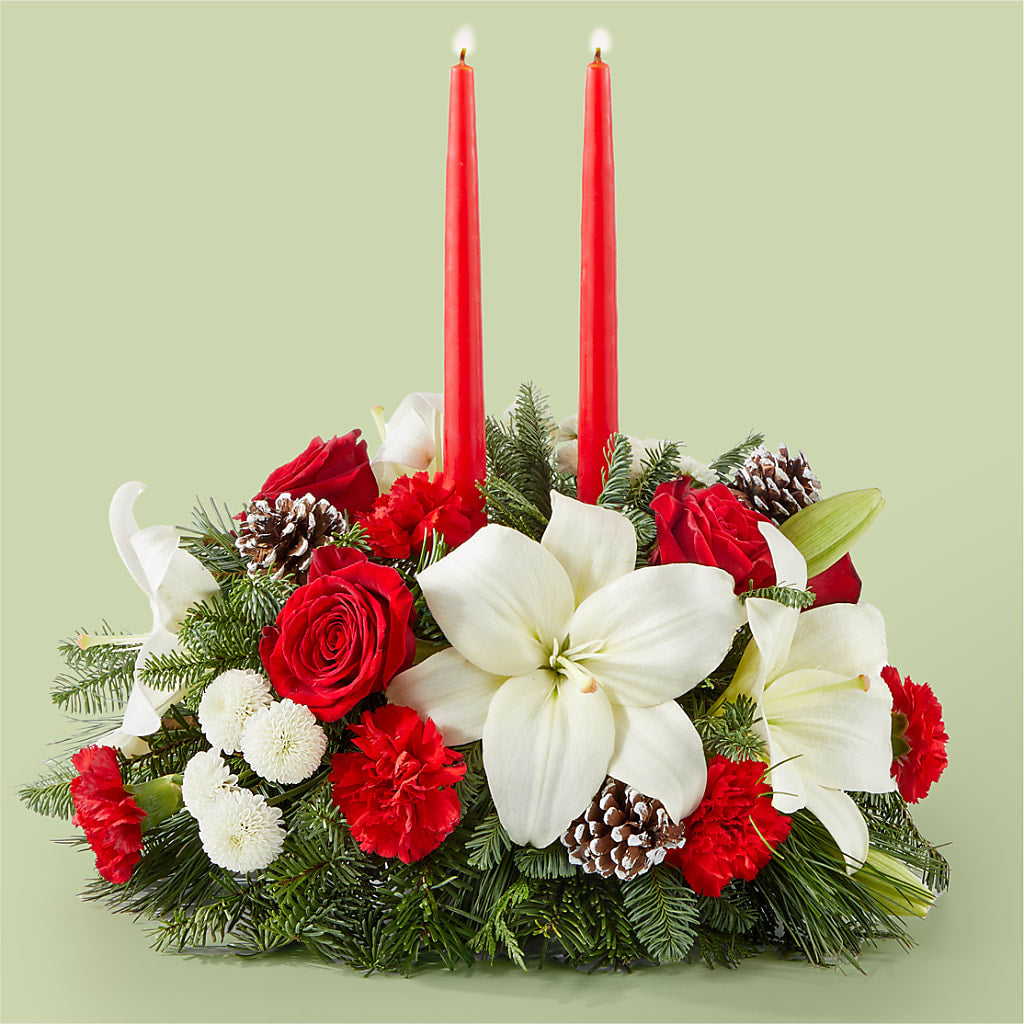 Seasonal Festivities Centerpiece – HALL'S GIFT AND TREASURES FLORAL DESIGN, Vicksburg MS