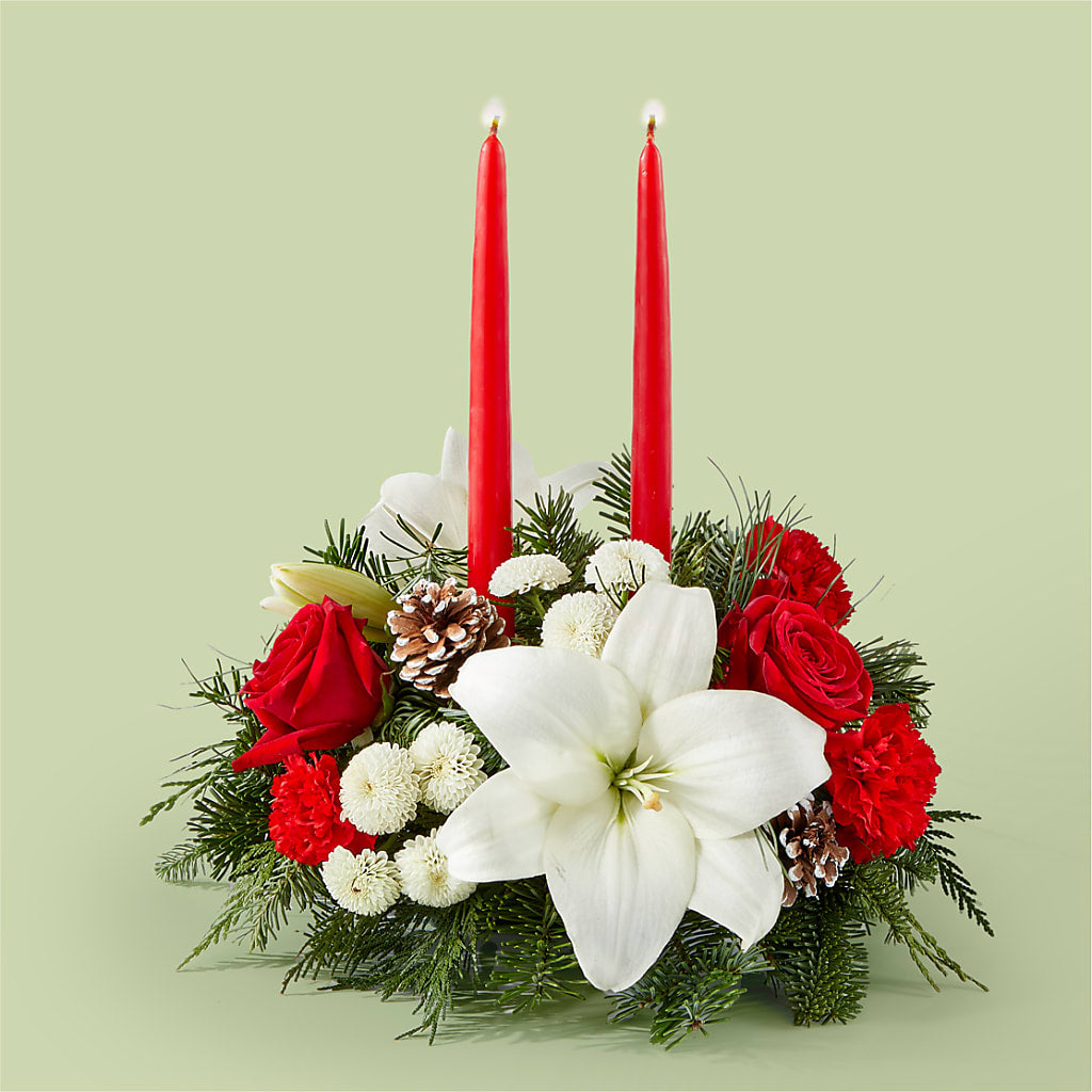 Seasonal Festivities Centerpiece – HALL'S GIFT AND TREASURES FLORAL DESIGN, Vicksburg MS