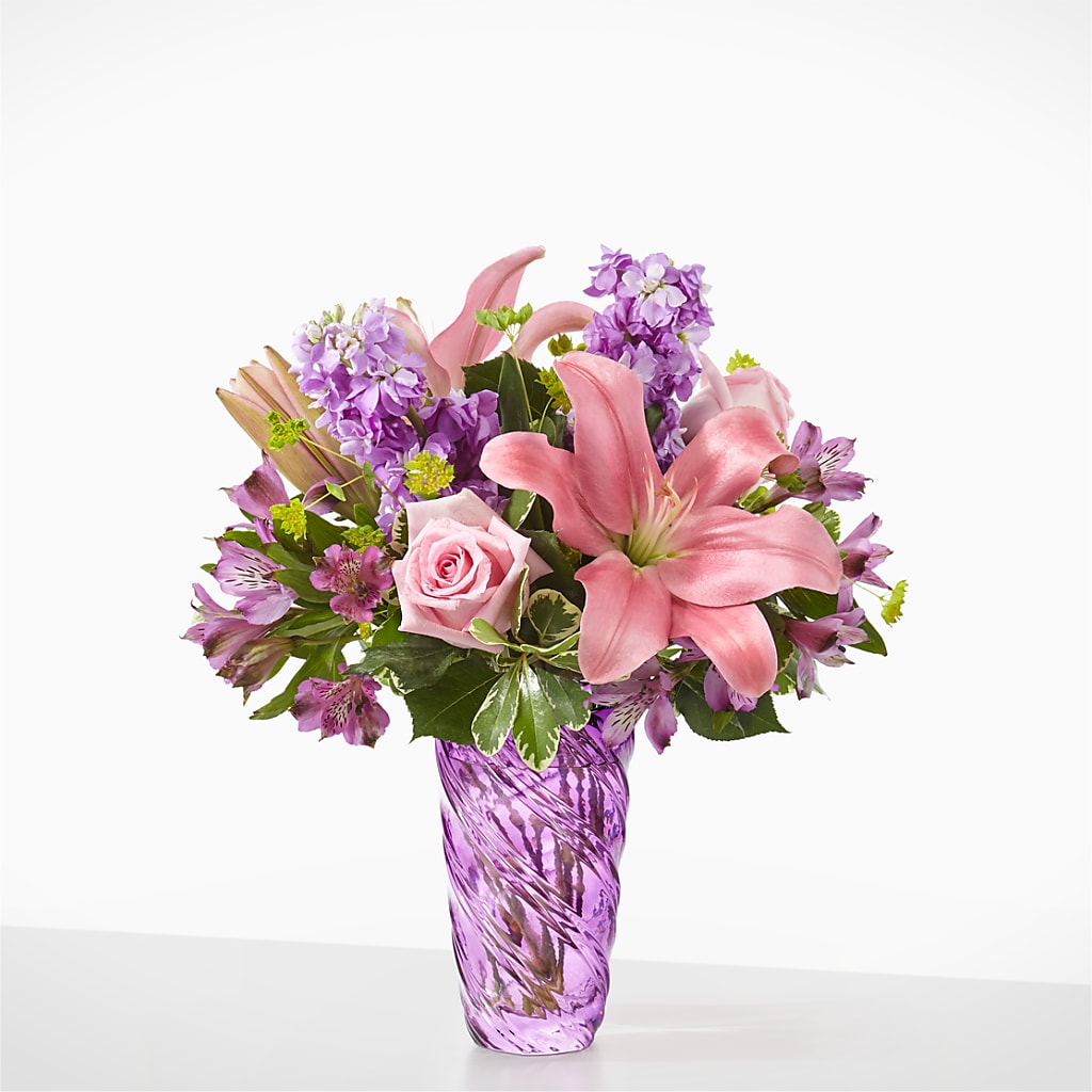 Precious Petals Bouquet with Luxe Swirl Vase – HALL'S GIFT AND TREASURES FLORAL DESIGN, Vicksburg MS