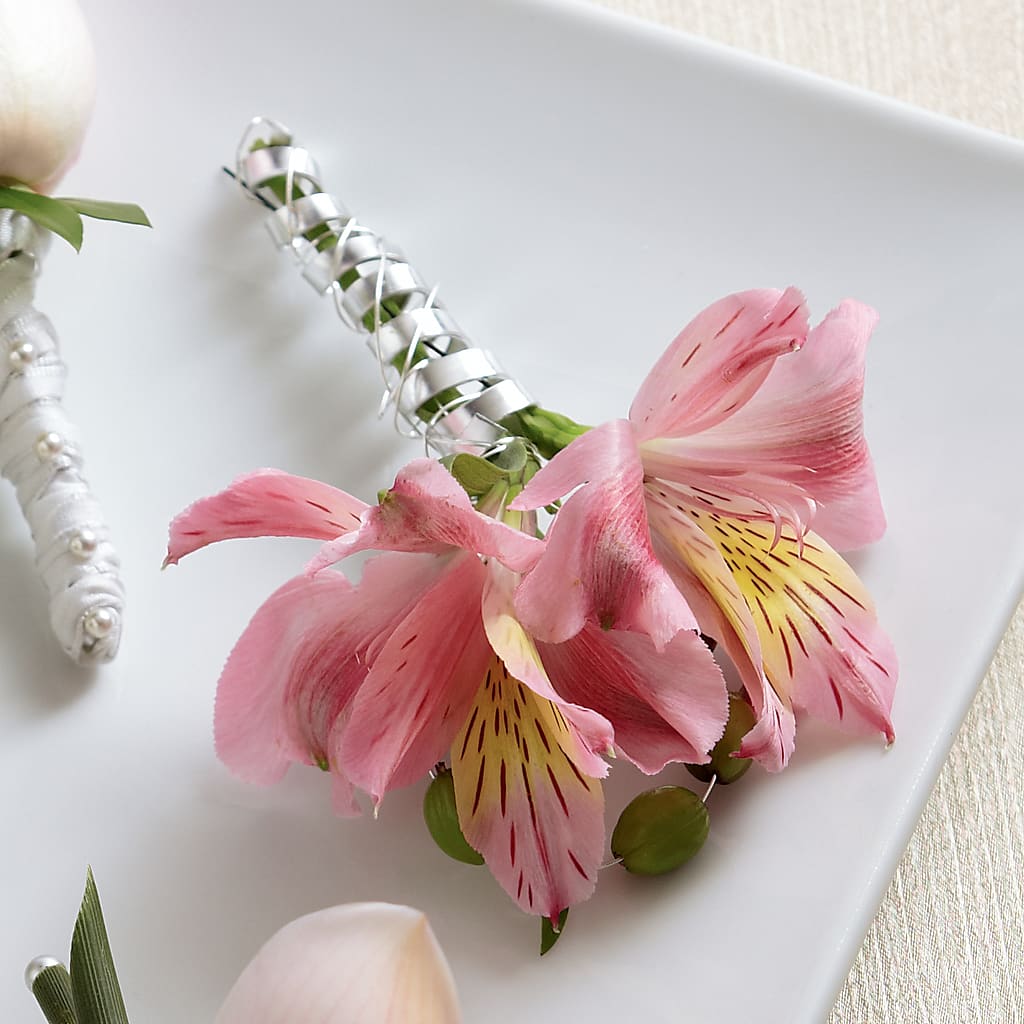 Pink Peruvian Lily Boutonniere – HALL'S GIFT AND TREASURES FLORAL DESIGN, Vicksburg MS