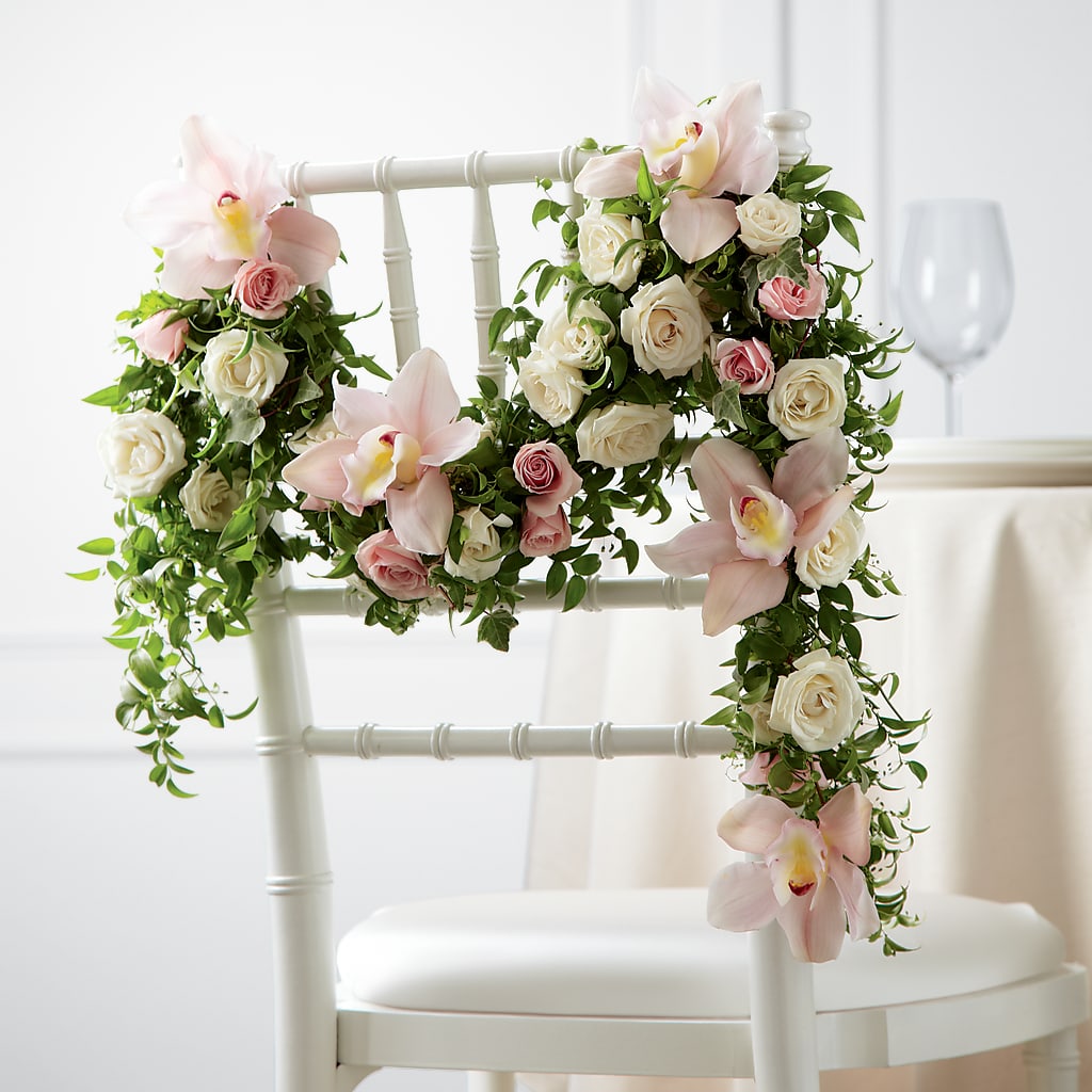 Orchid Rose Chair Décor – HALL'S GIFT AND TREASURES FLORAL DESIGN, Vicksburg MS