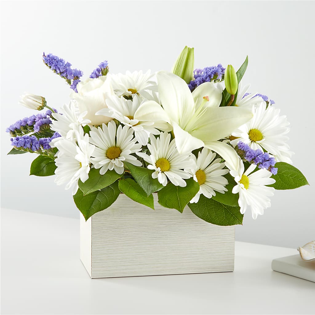 Beyond Blue Box Bouquet – HALL'S GIFT AND TREASURES FLORAL DESIGN, Vicksburg MS