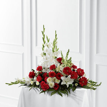 Crimson & White Arrangement – HALL'S GIFT AND TREASURES FLORAL DESIGN, Vicksburg MS