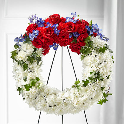 Patriotic Passion Wreath – HALL'S GIFT AND TREASURES FLORAL DESIGN, Vicksburg MS