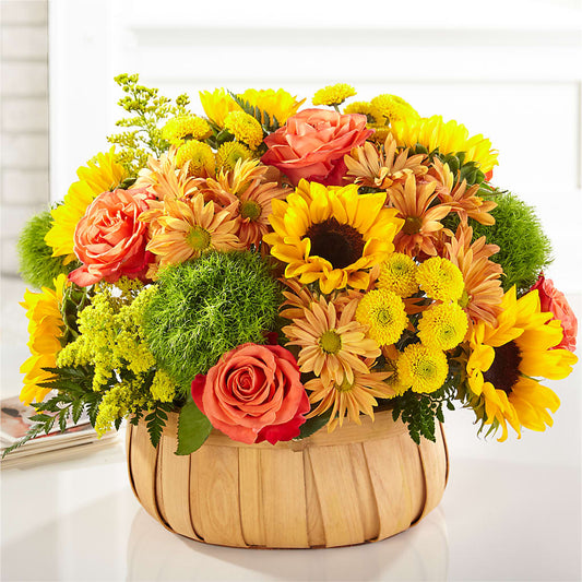 Harvest Sunflower Basket – HALL'S GIFT AND TREASURES FLORAL DESIGN, Vicksburg MS