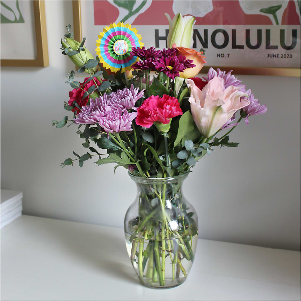 Light of My Life Bouquet & Happy Birthday Topper – HALL'S GIFT AND TREASURES FLORAL DESIGN, Vicksburg MS