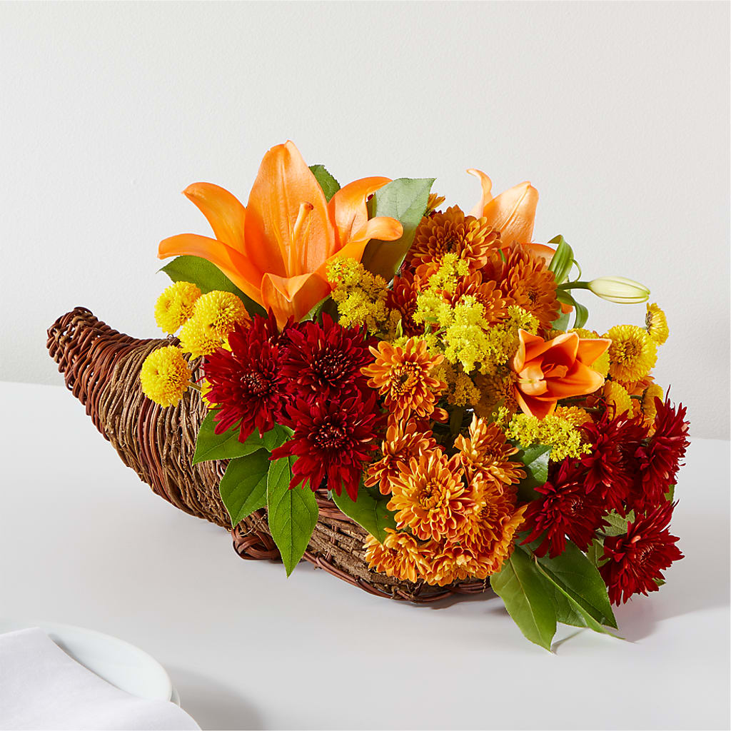 Bouquet of Blessings Cornucopia – HALL'S GIFT AND TREASURES FLORAL DESIGN, Vicksburg MS