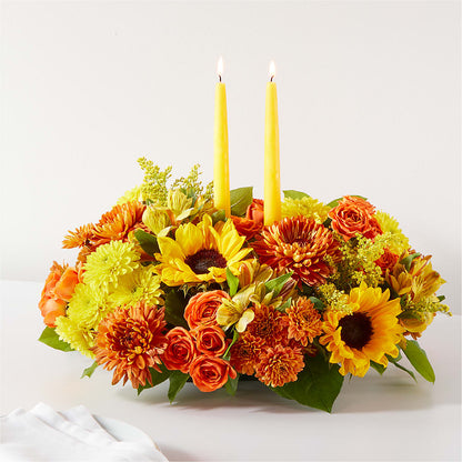 Autumn Harmony Centerpiece – HALL'S GIFT AND TREASURES FLORAL DESIGN, Vicksburg MS