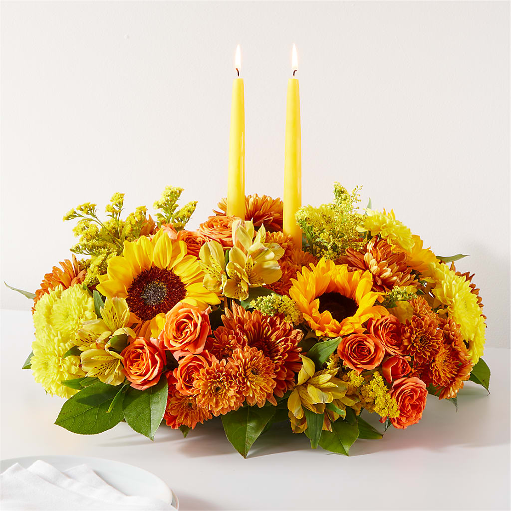 Autumn Harmony Centerpiece – HALL'S GIFT AND TREASURES FLORAL DESIGN, Vicksburg MS