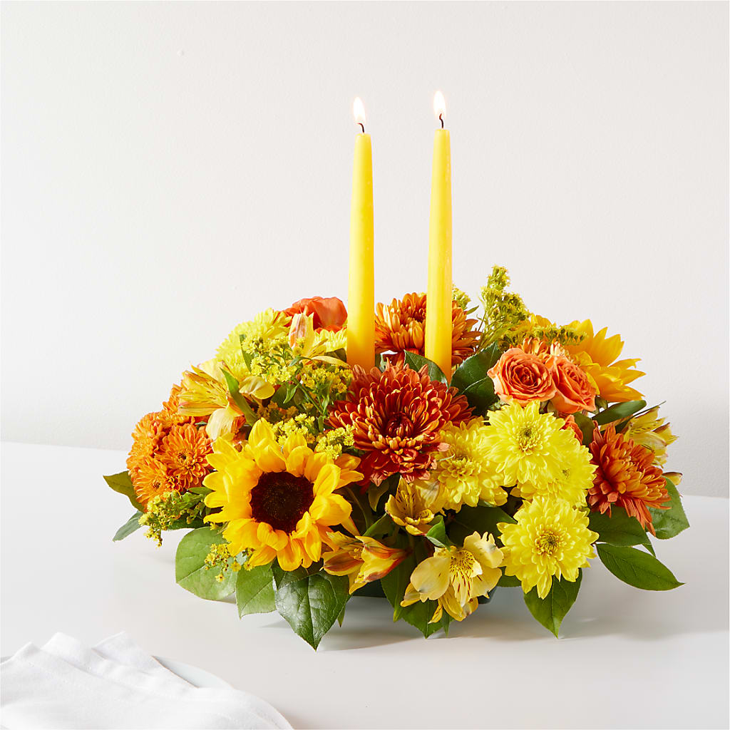 Autumn Harmony Centerpiece – HALL'S GIFT AND TREASURES FLORAL DESIGN, Vicksburg MS