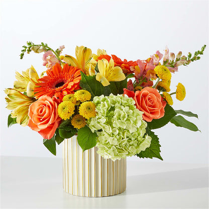 Autumn Sunshine Bouquet with Ivory Vase – HALL'S GIFT AND TREASURES FLORAL DESIGN, Vicksburg MS