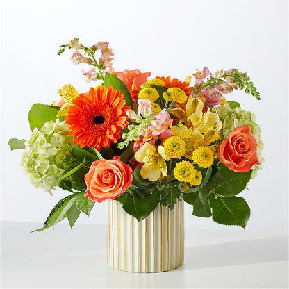 Autumn Sunshine Bouquet with Ivory Vase – HALL'S GIFT AND TREASURES FLORAL DESIGN, Vicksburg MS