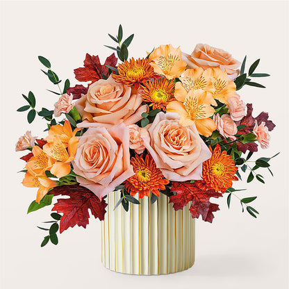 Spiced Latte Bouquet with Ivory Vase – HALL'S GIFT AND TREASURES FLORAL DESIGN, Vicksburg MS