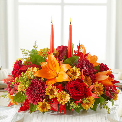 Autumn's Embrace Centerpiece – HALL'S GIFT AND TREASURES FLORAL DESIGN, Vicksburg MS