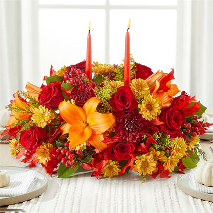 Autumn's Embrace Centerpiece – HALL'S GIFT AND TREASURES FLORAL DESIGN, Vicksburg MS